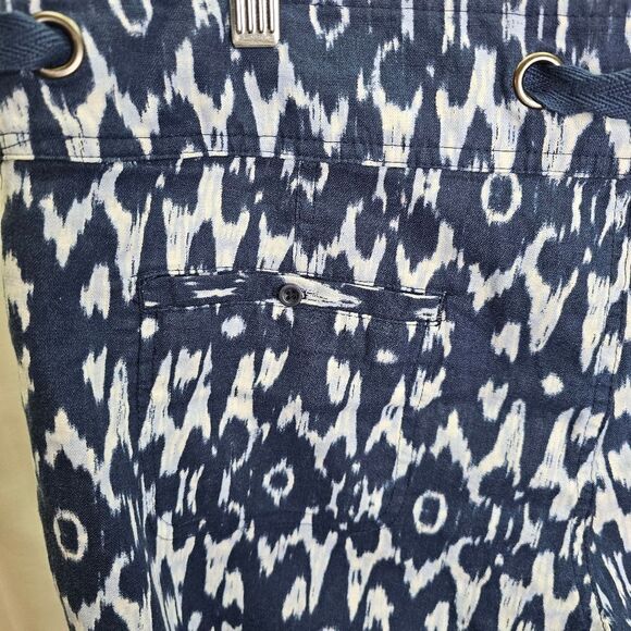 Freedom Trail by Kyodan Blue Geometric Linen Blend Capri Pants Size Large - Picture 11 of 12